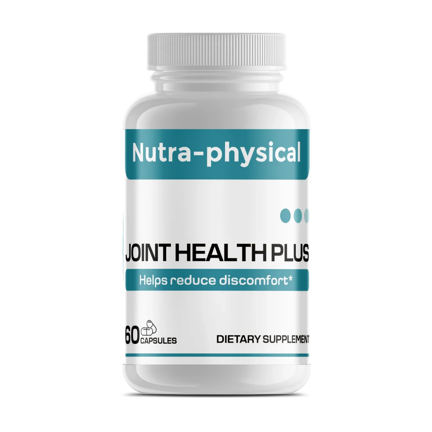Nutra-physical Joint Health Plus dietary supplement bottle with 60 capsules to help reduce discomfort