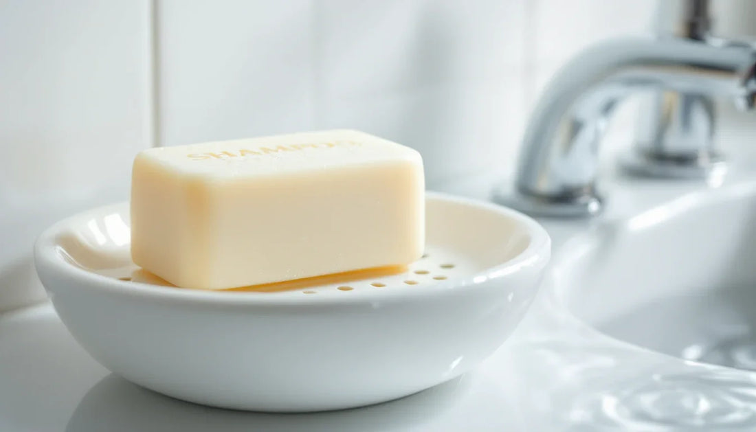 solid shampoo bar in dish