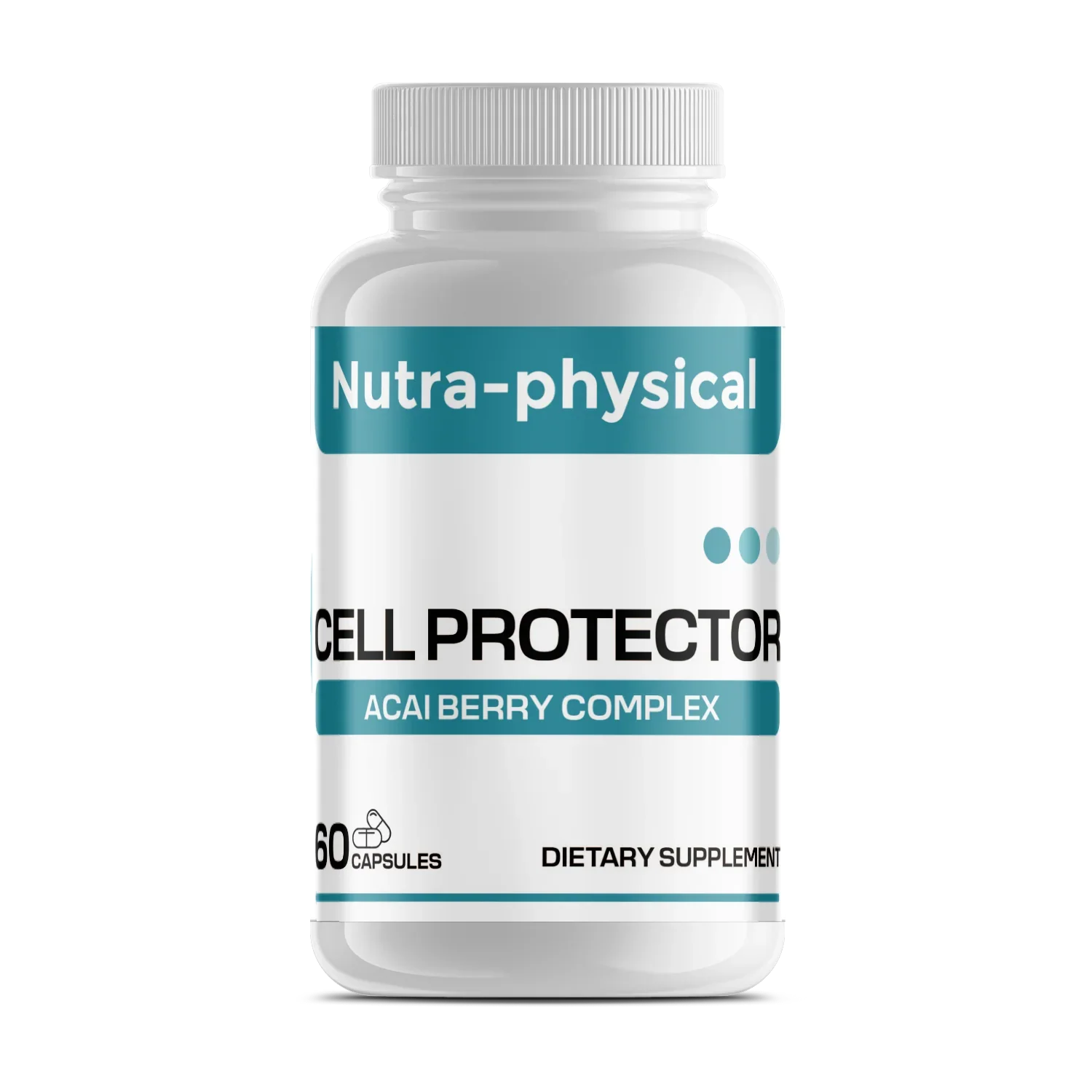 Nutra-physical Cell Protector dietary supplement bottle with acai berry complex, 60 capsules