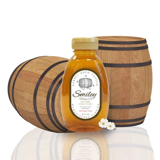 Vintage Tupelo Barrel Aged Honey | Smiley Honey