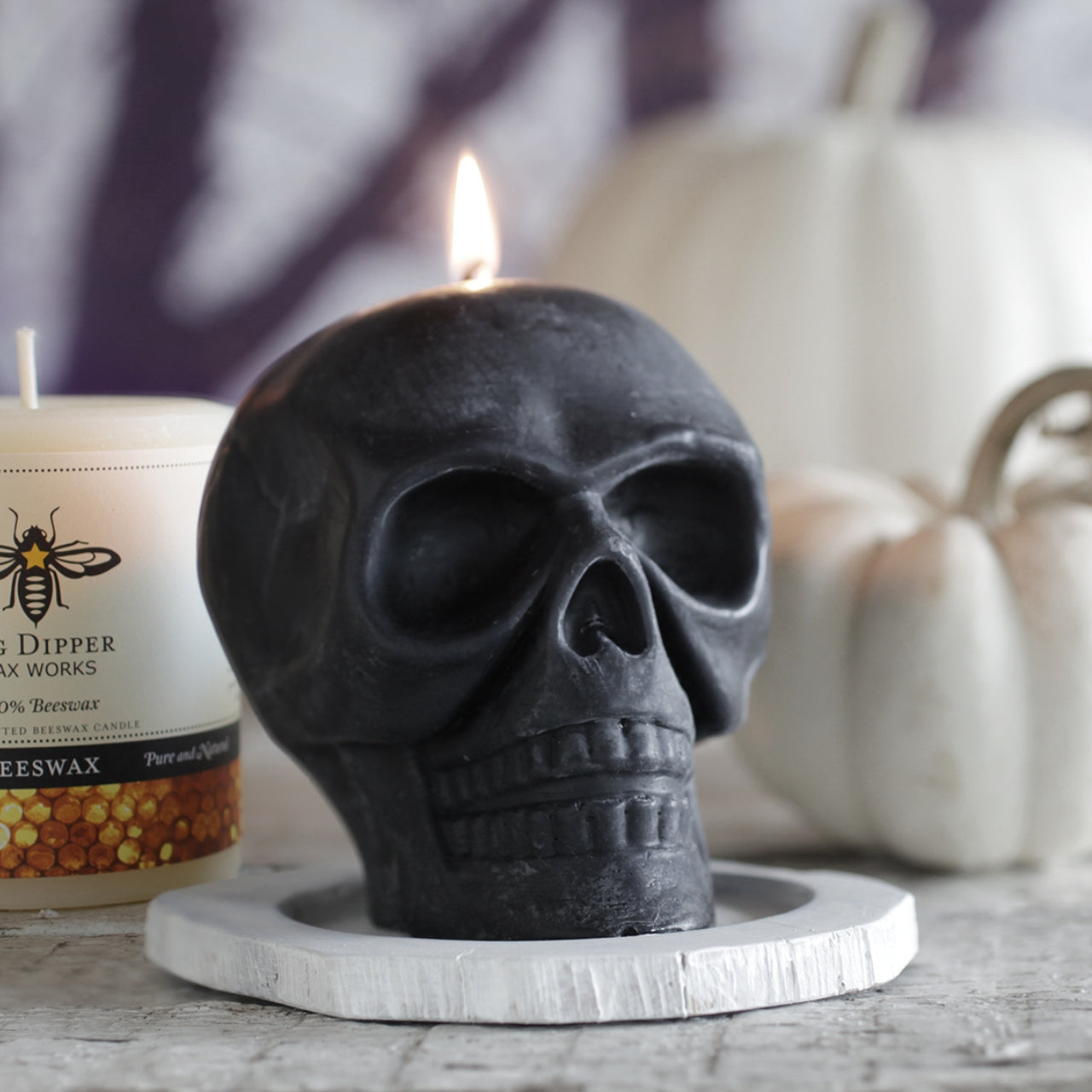 Beeswax Black Skull Candle - Backwoods Auctions