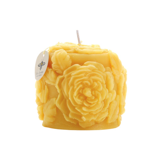 Beeswax Rose Blossom Pillar Candle - Backwoods Auctions
