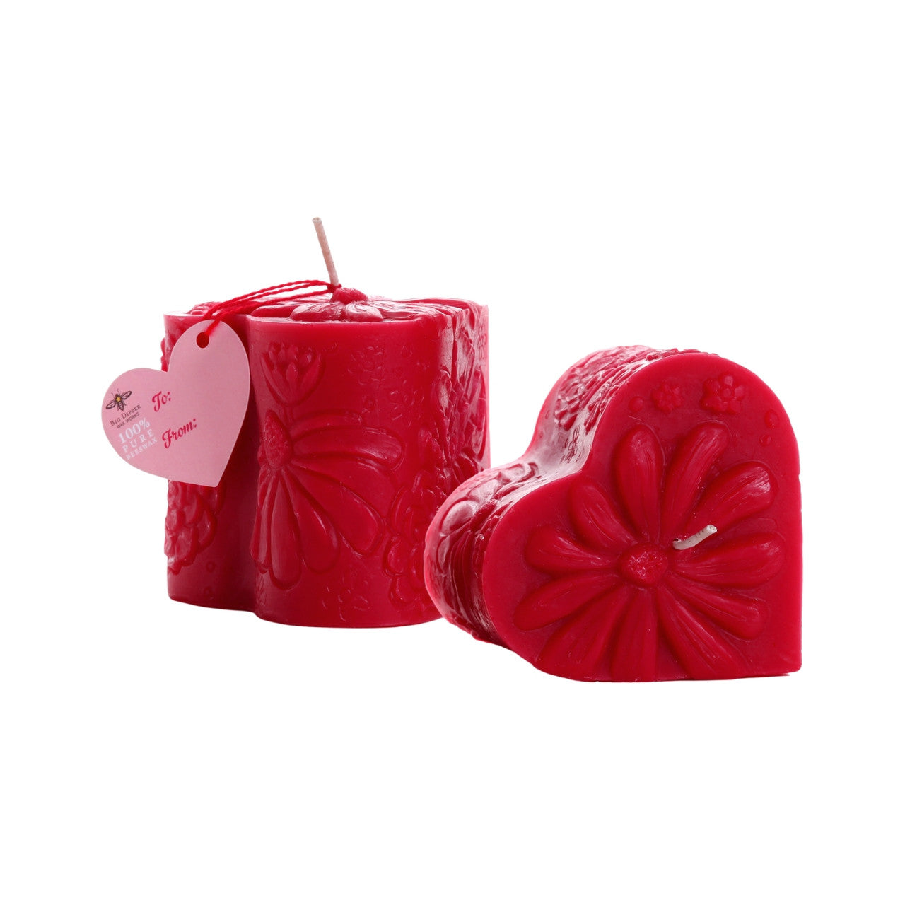 Beeswax Heart Pillar Candle - Backwoods Auctions