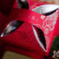 Red EPS bee hive with intricate gold and silver topographic design and cut-out details