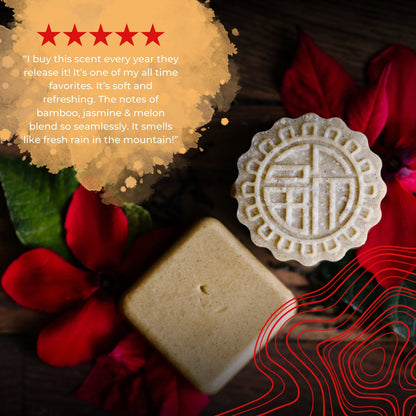 eps bee hive soap bars with floral decoration and 5-star fragrance review on wooden background