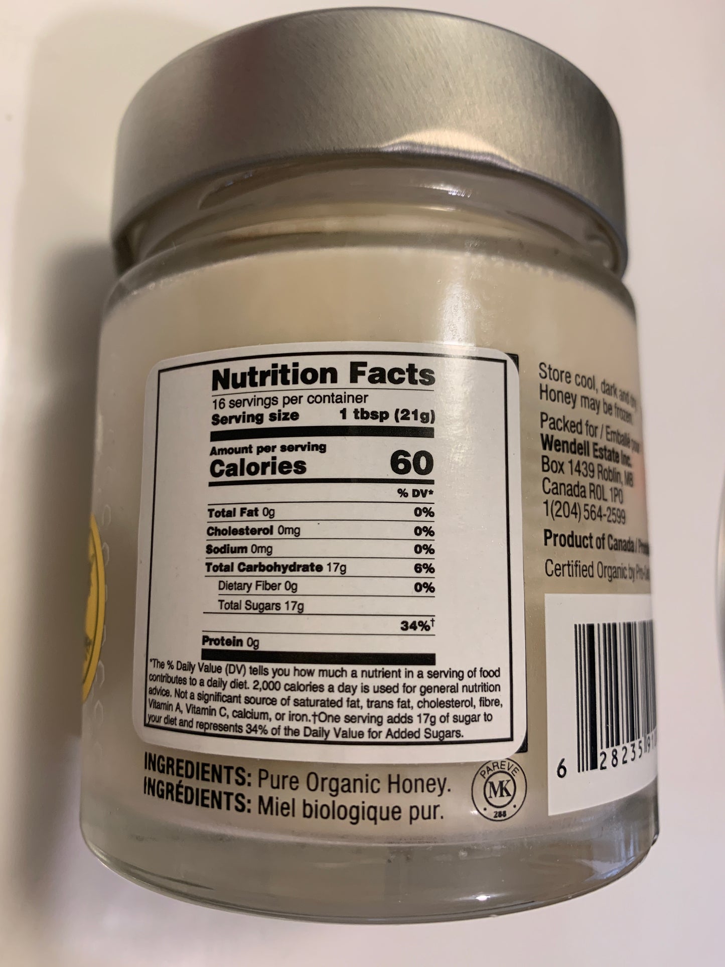 Organic Wendell Estate Honey