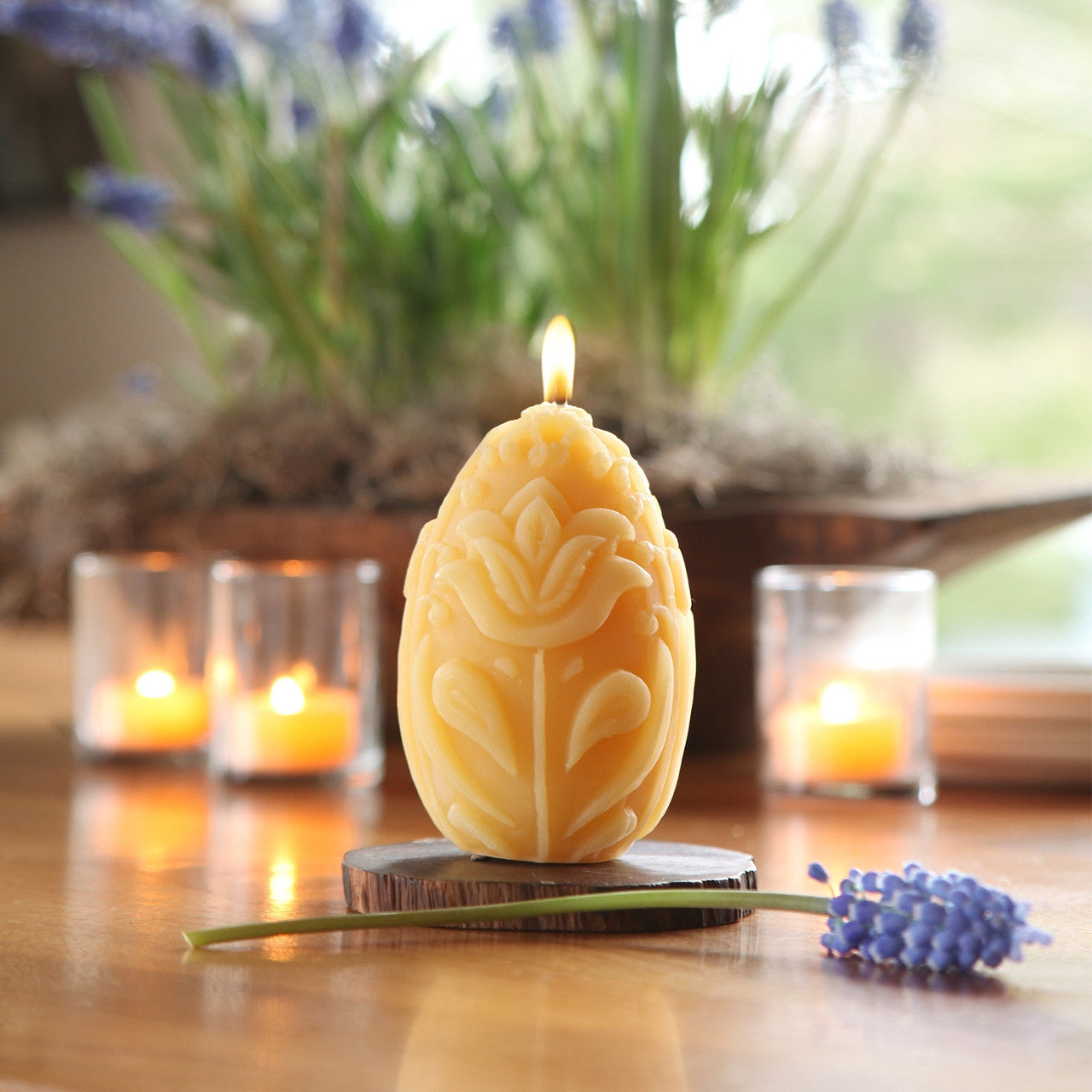 Beeswax Egg Pillar Candle - Backwoods Auctions