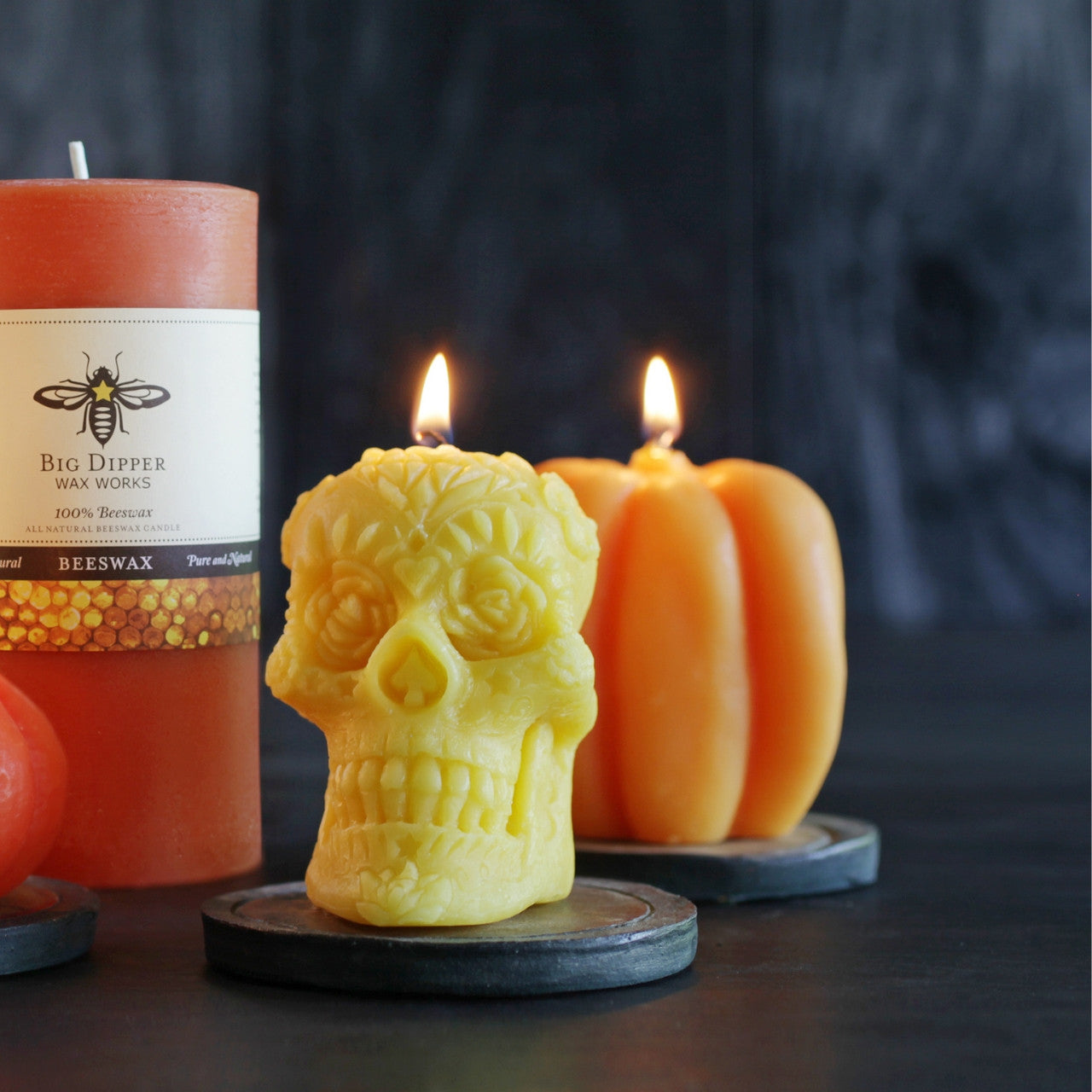 Beeswax Sugar Skull Candle - Backwoods Auctions