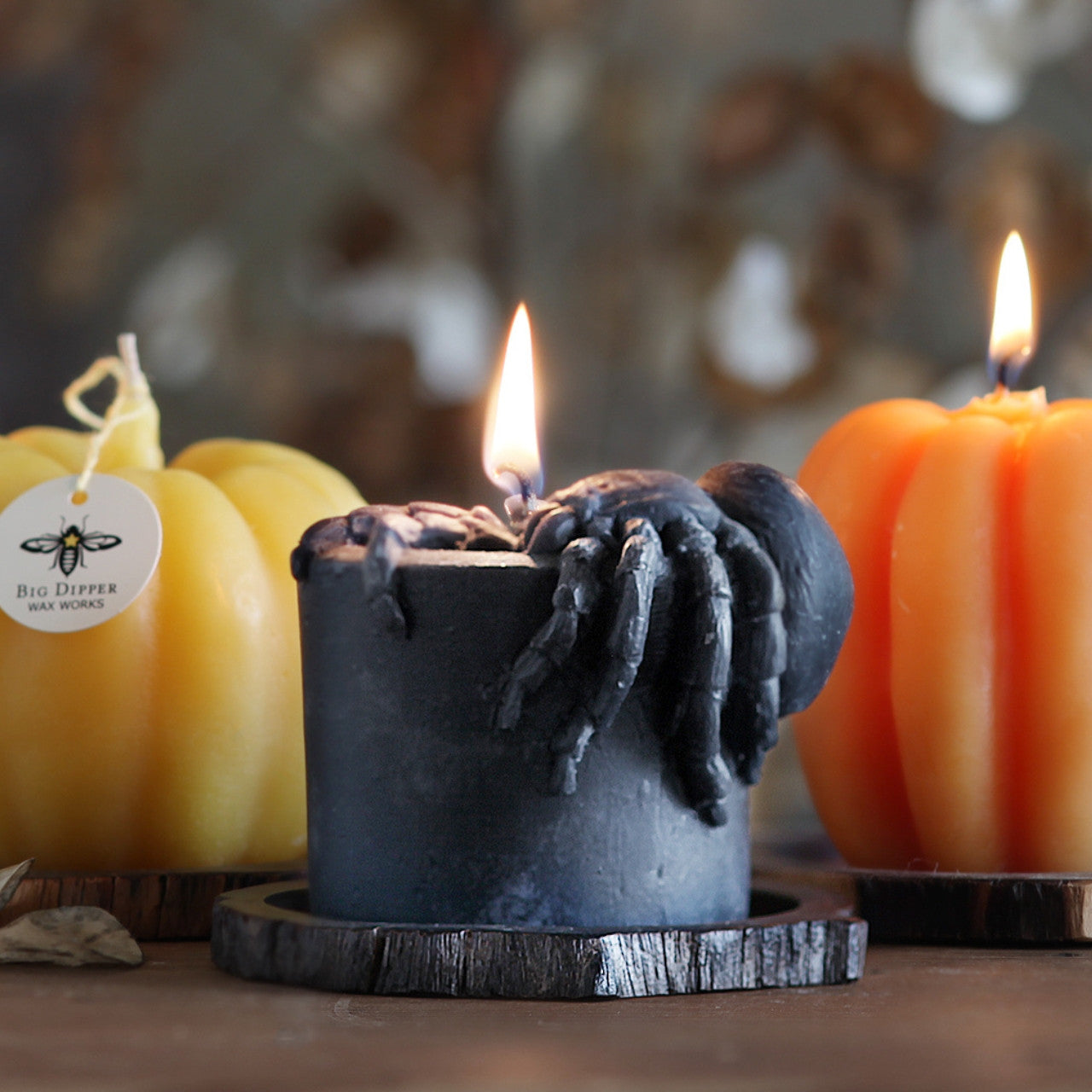 Beeswax Spider Pillar Candle - Backwoods Auctions