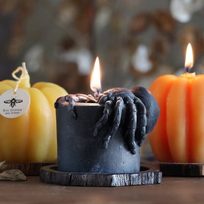Beeswax Spider Pillar Candle - Backwoods Auctions