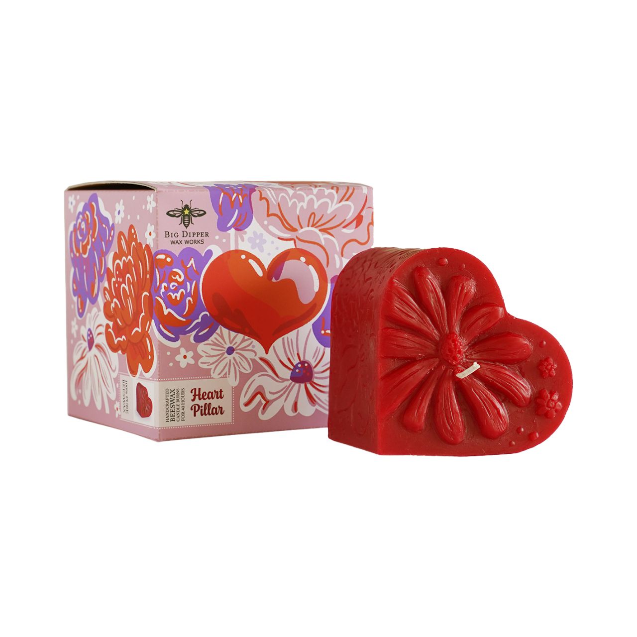 Beeswax Heart Pillar Candle - Backwoods Auctions