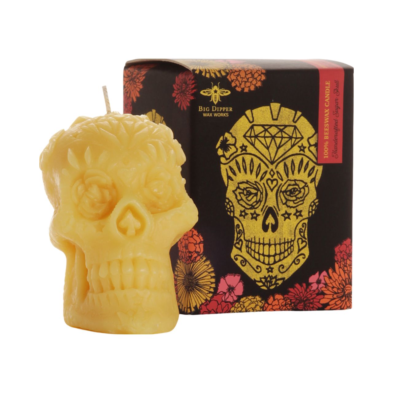 Beeswax Sugar Skull Candle - Backwoods Auctions