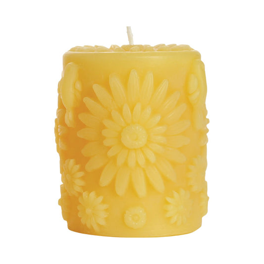 Beeswax Floral Pillar Candle - Backwoods Auctions
