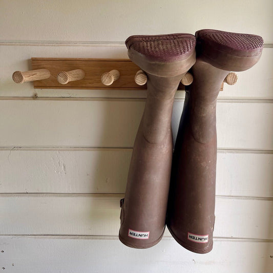 English Wellington Boot Rack - White Oak 2 Pair - Backwoods Auctions