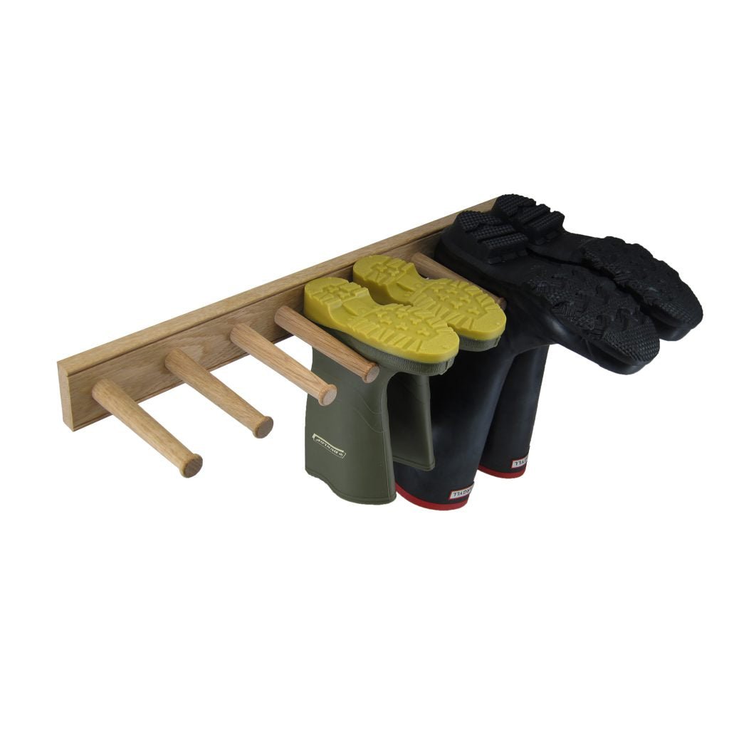 English Wellington Boot Rack - White Oak 3 Pair - Backwoods Auctions
