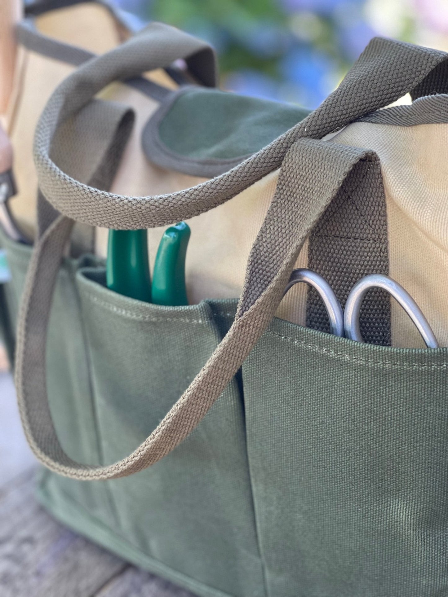 Waxed Canvas Garden Tool Bag | Heavy-Duty 8-Pocket Tote - Backwoods Auctions