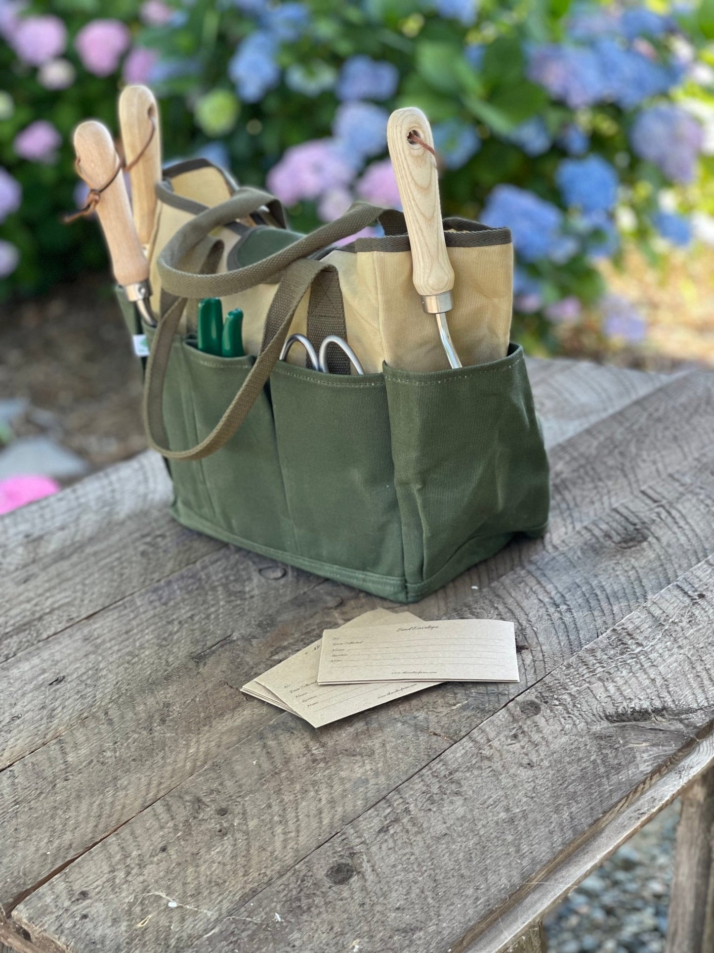 Waxed Canvas Garden Tool Bag | Heavy-Duty 8-Pocket Tote - Backwoods Auctions
