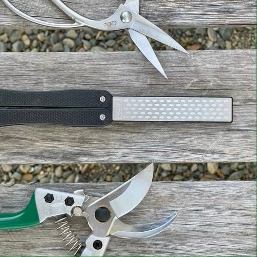 Garden Tool Sharpener - Diamond + Carbon Steel Hone Reversible Paddle For Sharpening Pruners, Clippers Mower Blades and Scissors - Backwoods Auctions