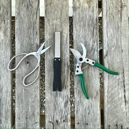 Garden Tool Sharpener - Diamond + Carbon Steel Hone Reversible Paddle For Sharpening Pruners, Clippers Mower Blades and Scissors - Backwoods Auctions