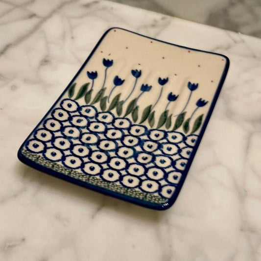 Hand-painted Polish Floral Ceramic Soap Dish - Flower Meadow - Backwoods Auctions