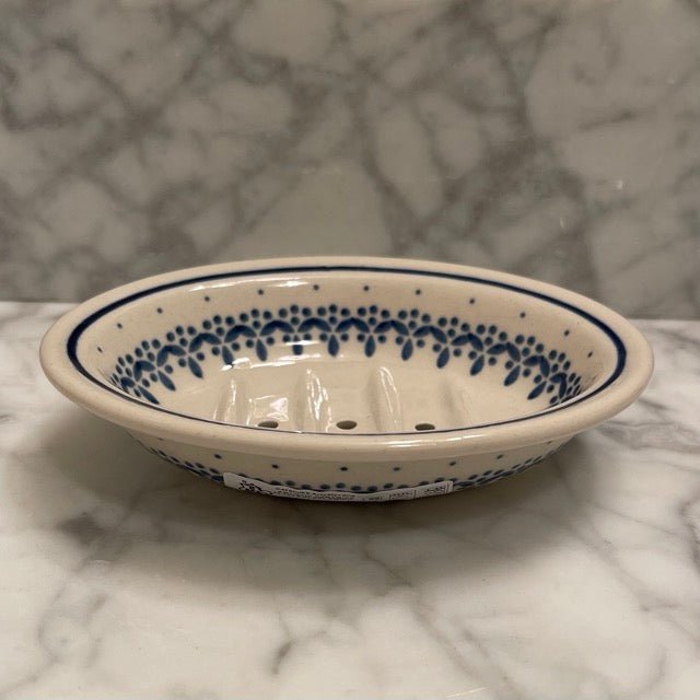 Hand-painted Polish Floral Ceramic Soap Dish - Vine - Backwoods Auctions