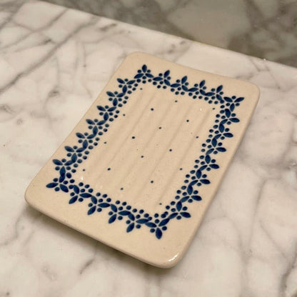 Hand-painted Polish Floral Ceramic Soap Dish - Vine - Backwoods Auctions