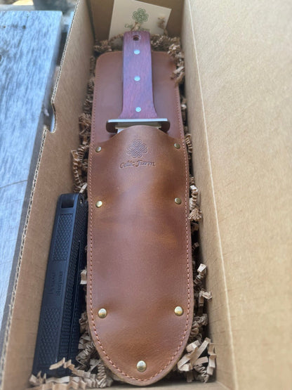 Hori Hori Garden Gift Box | Hori, Custom Leather Sheath & Dual Surface Diamond Sharpener - Backwoods Auctions