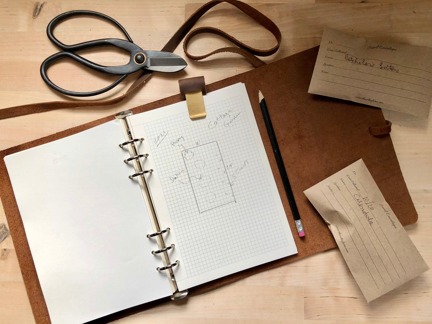 Leather Garden Journal and Diary - A Notebook for Garden Thoughts, Planning and Design - Backwoods Auctions
