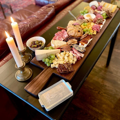 Long American Walnut Charcuterie Board - Vintage Style Long French Breadboard - Backwoods Auctions