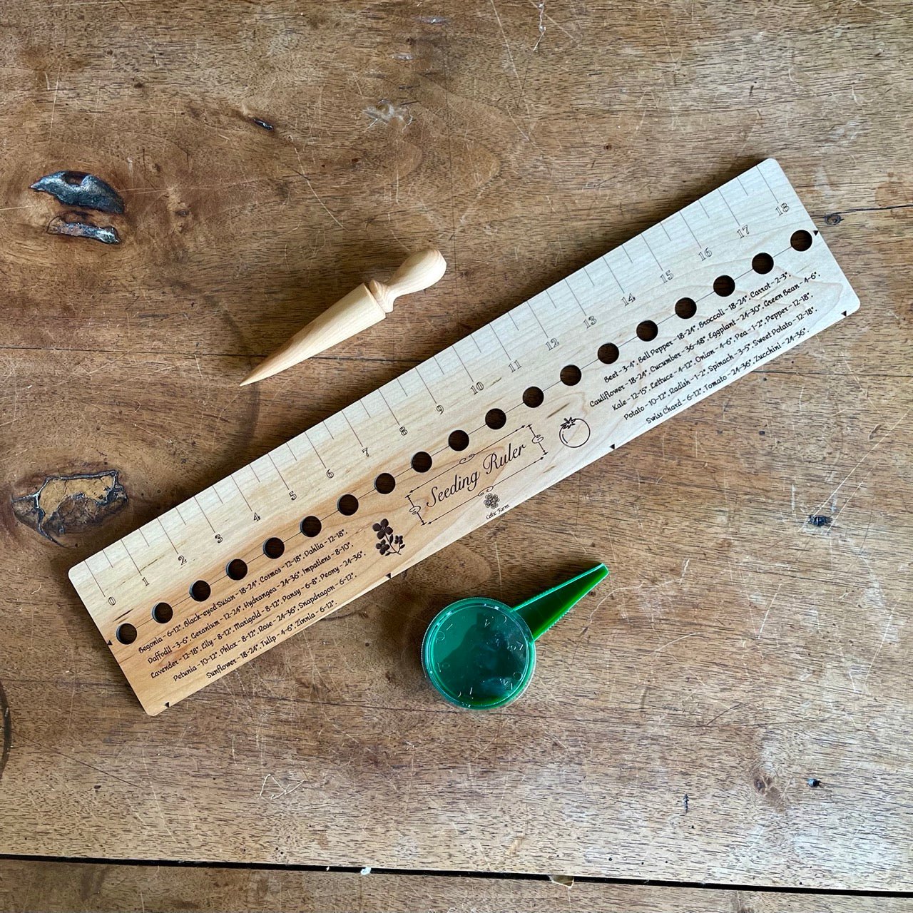 Seeding Gift Set - Dibble, Seeder and Ruler - Backwoods Auctions