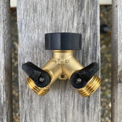 Two-way Brass Garden Hose Splitter - Backwoods Auctions