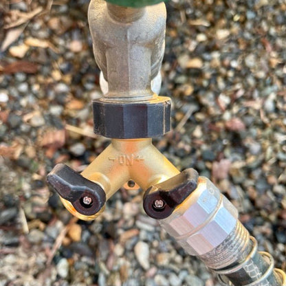 Two-way Brass Garden Hose Splitter - Backwoods Auctions